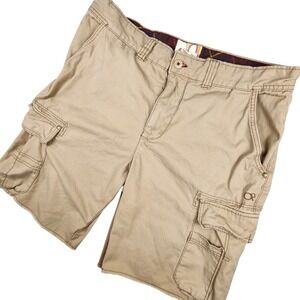 Ocean Pacific OP Mens Tan Cotton Cargo Shorts Raw Hem Size 40 Y2K Surf Skate